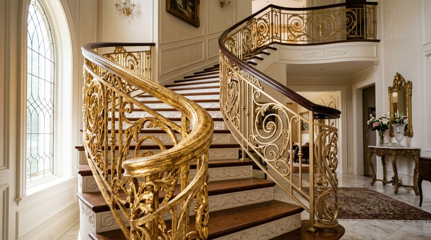 gold leaf vs metallic paint stair railings comparison